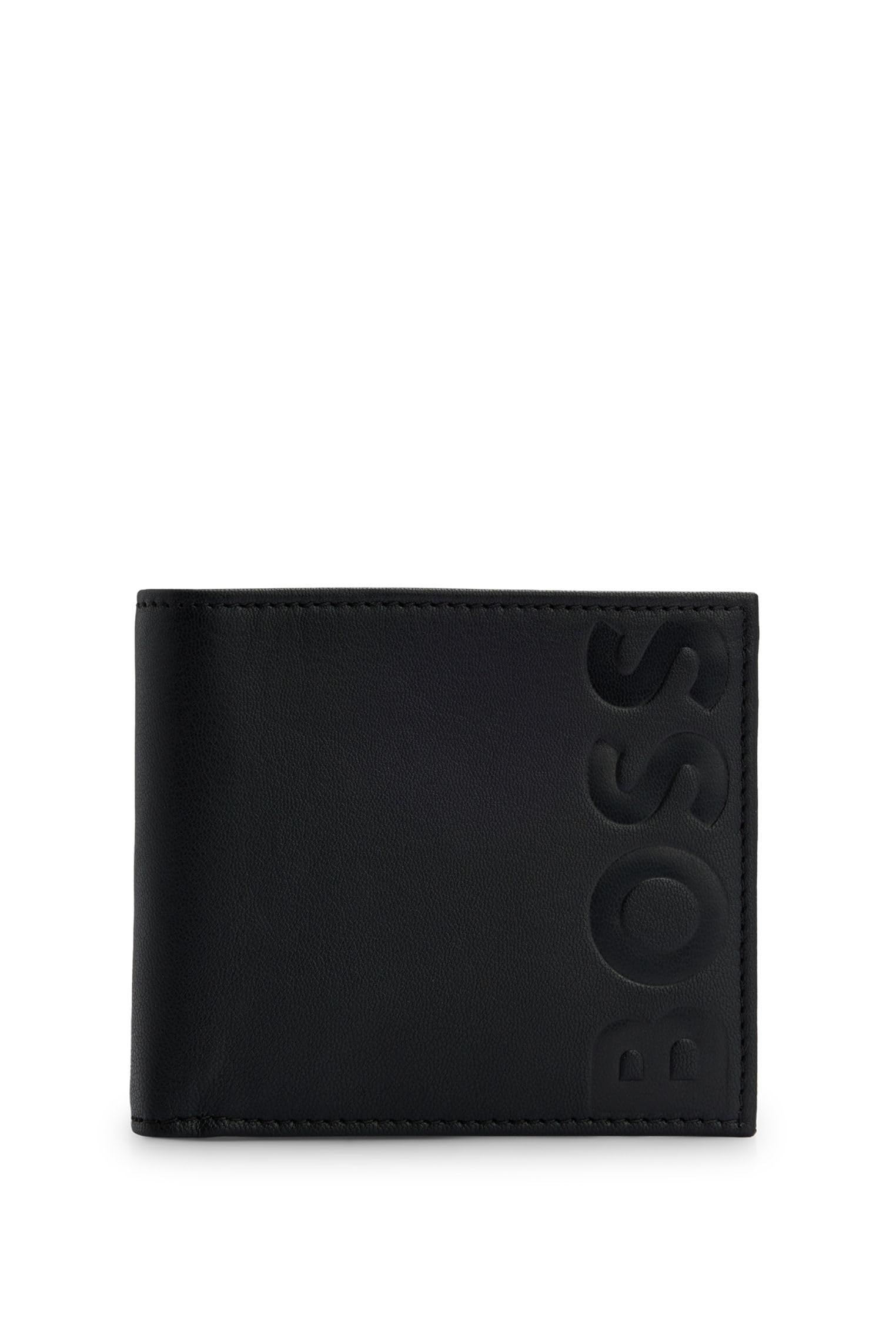 BOSS Mens Big BB 4 cc coin Embossed-logo wallet in grained leather