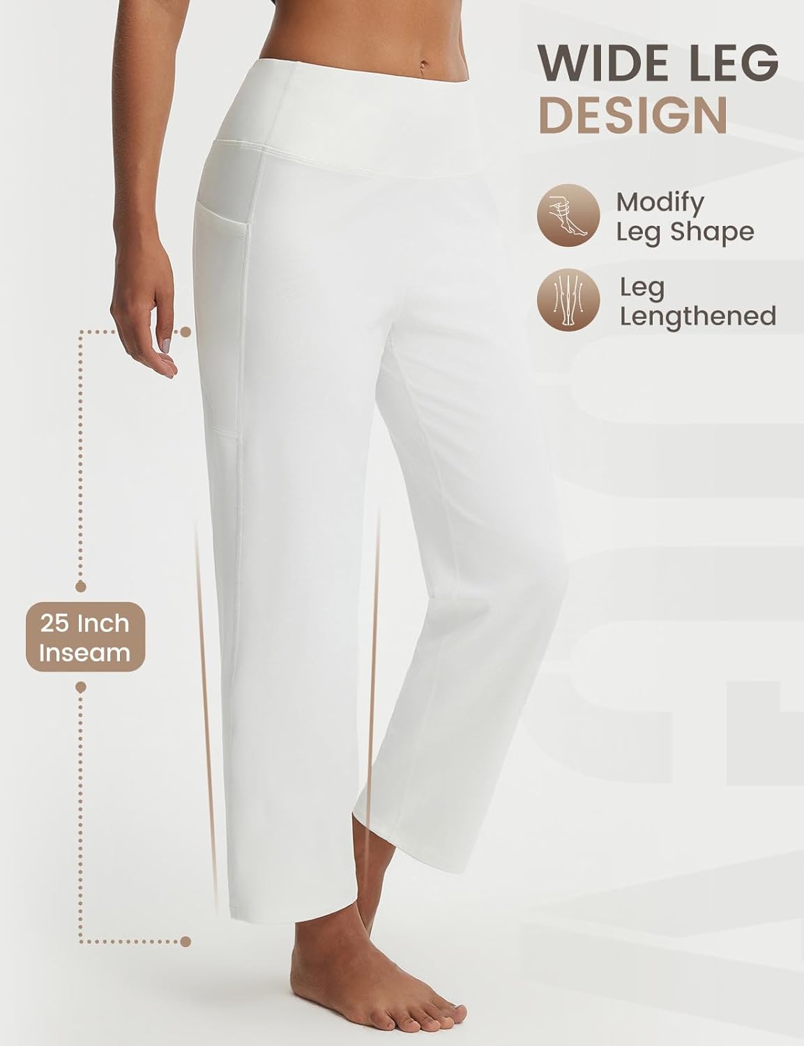 baleaf Womens 25" Yoga Pants Wide Leg Ankle Pant with Pockets High Waist Petite Stretchy Casual Travel - Image 6