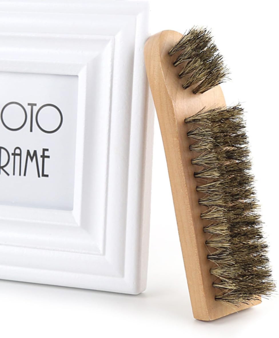 2pcs Arc Shaped Cleaning Shoe Brush with Wood Handle and Bristles