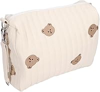 Vista 4 de Bolsa de pañales pequeña, bolsa de pañales acolchada de algodón con bonito patrón, bolsa de almacenamiento de pañales con ganchos para cochecito