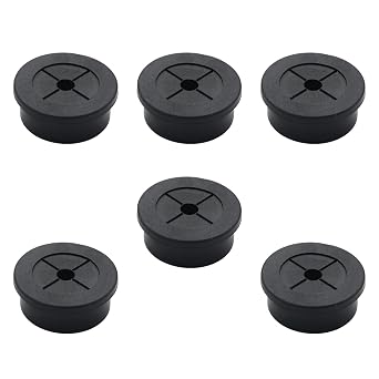 6 Pcs 28mm / 1-1/8 Inch Black Cable Cord Grommets, Rubber Desk Grommets for Table Computer Desk Wire Organizer TV Console and Other Furnitures Cover