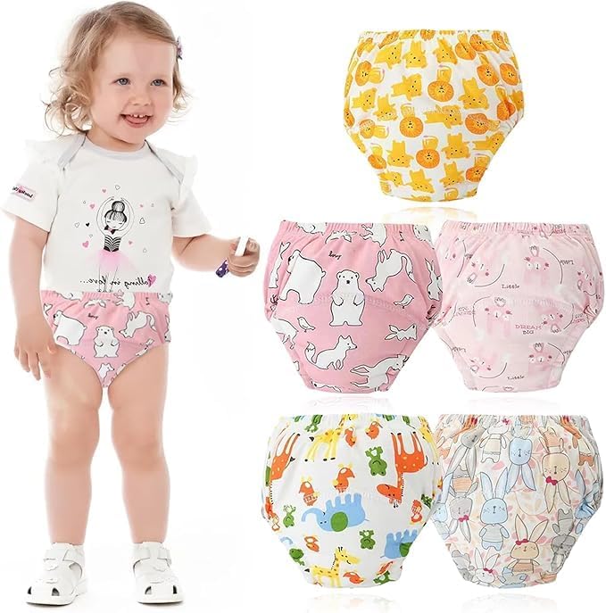 Globalests Baby Cloth Diapers 5 Pack One Size Adjustable Washable Reusable Diaper for Baby Girls and Boys with 5 Microfiber Inserts (Multicolor)