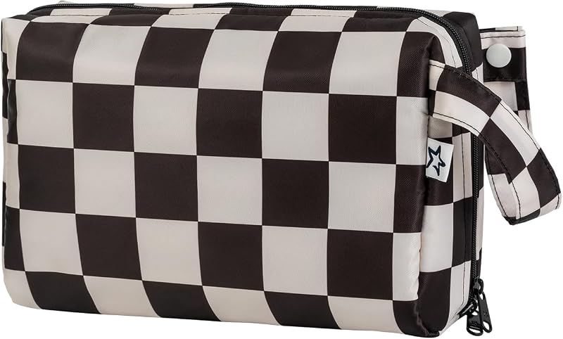 Necessaire de viagem Tiny Twinkle Black Checkers com compartimentos e alça de pressão, 1 unidade