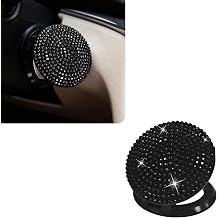 Bling Push Start Button Cover, Rhinestone Car Engine Push to Start Stop Button Protective Cover, Crystal Ignition Decor Ring Cap Sticker, Sparkly Diamond Interior Accessories for Women MenBlack
