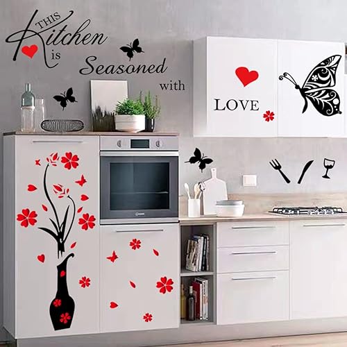 Miniatura 2 de Calcomanías de decoración de pared de cocina, citas de cocina, con texto en inglés «This Kitchen is Seasoned with Love» («This Kitchen is Seasoned
