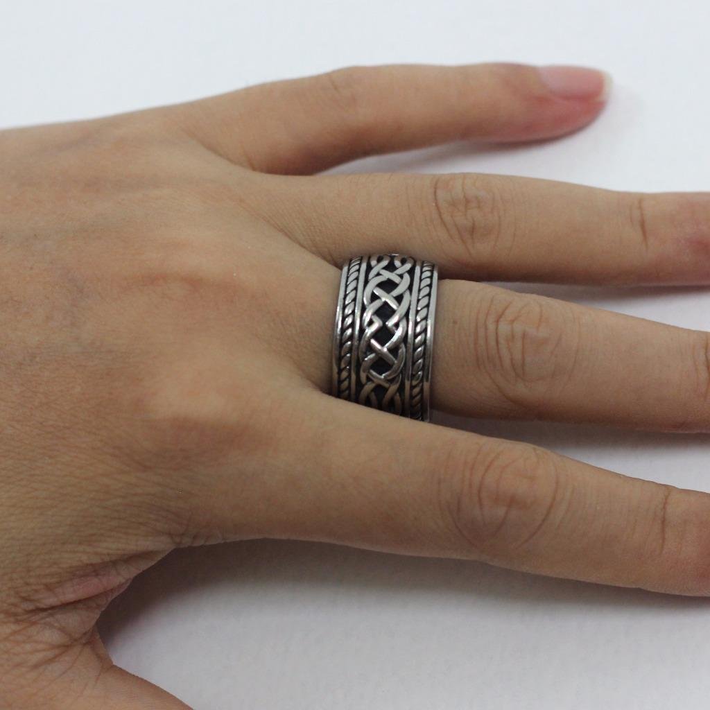 Anillo de boda celta de acero inoxidable vintage para hombre, anillo de banda ancha para hombre, talla 8, 9, 10, 11, 12, 13, Metal 2