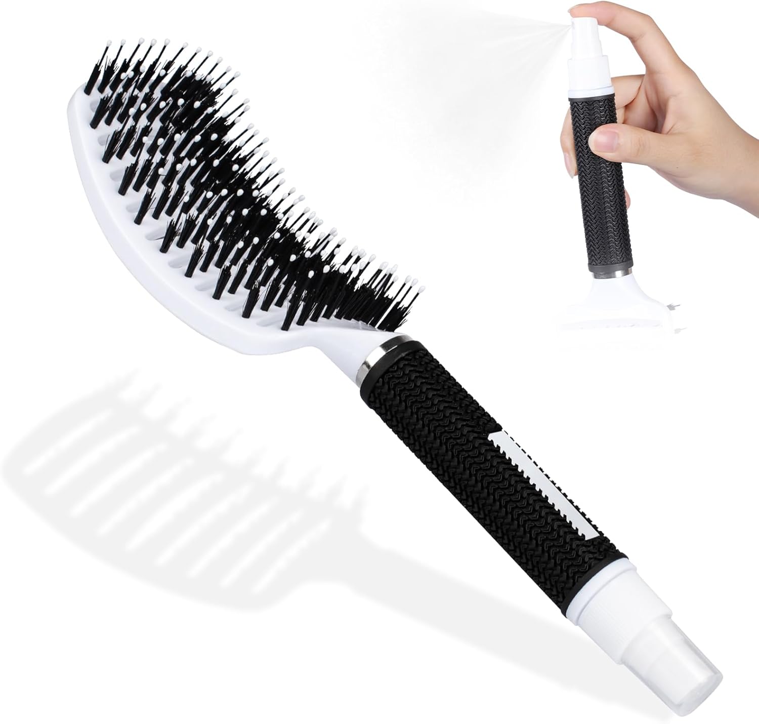 Alyvisun 2 in 1 Hairbrush with Spray Bottle, Soft Bristle Hair Brush