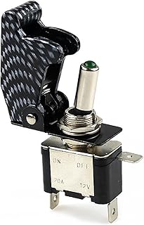 EKSIL Interruptor de palanca con luz LED para coche, barco, camión, con cubierta abatible de seguridad, color verde, 12 V20 A