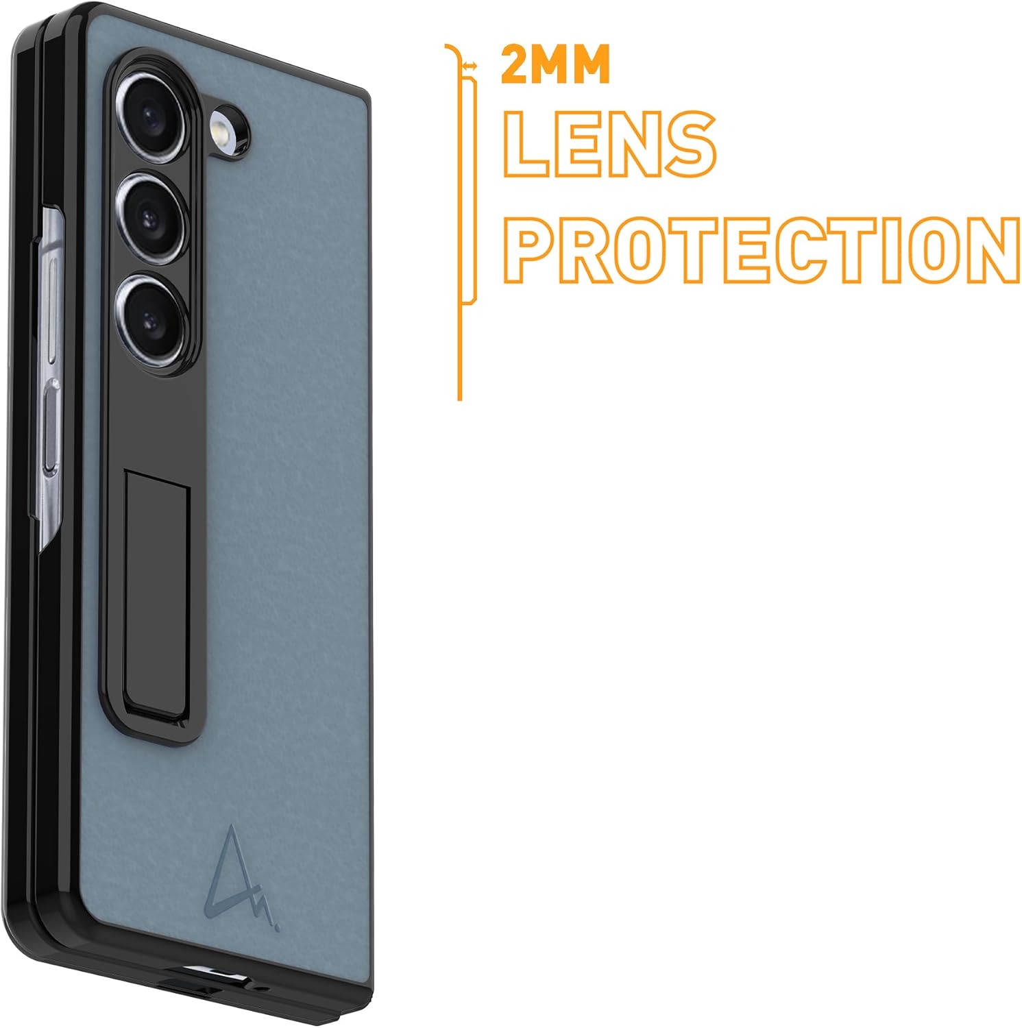 Armor Leather Case for Samsung Galaxy Z Fold 5 (Haze Blue with HD Screen Protector)