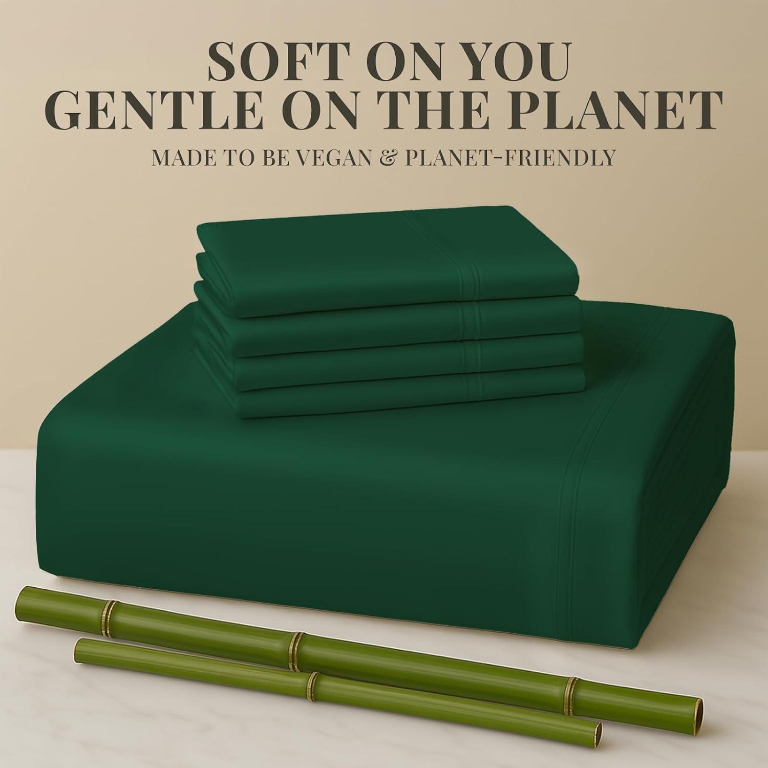 Sacred Thread Rayon Derived from Bamboo Sheets Queen Size, 18'' Deep Pocket Cooling Sheets for Hot Sleepers, 6 PC Cooling Sheets, Queen Size (Emerald Green)