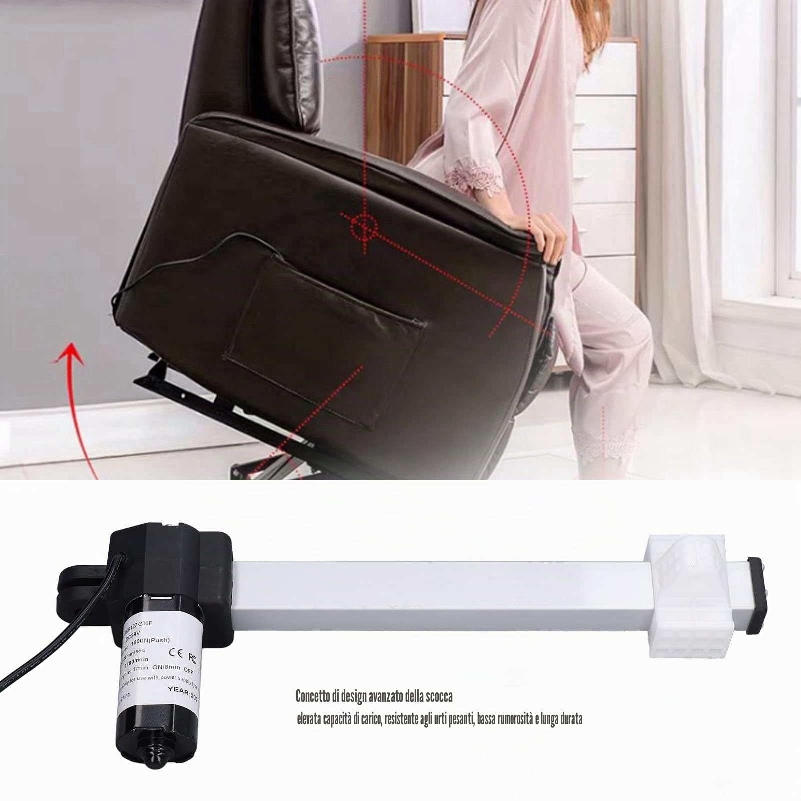 Motore per Poltrona Reclinabile Attuatore Elettrico per Poltrona Reclinabile Sostitutiva 230Mm/9In Dc29V Motore per Poltrone per Divani Letto Elettrico Divano