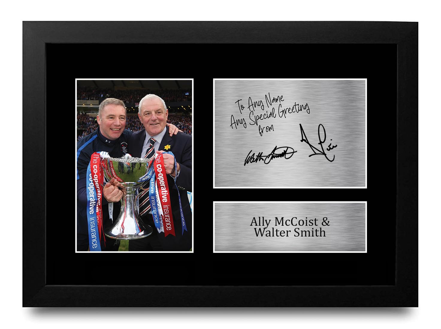 HWC Trading Ally McCoist & Walter Smith Personalised Gift - Signed Autograph Picture, Framed A4 Football Memorabilia with Custom Name Message for Birthday Christmas Wedding โ image 1