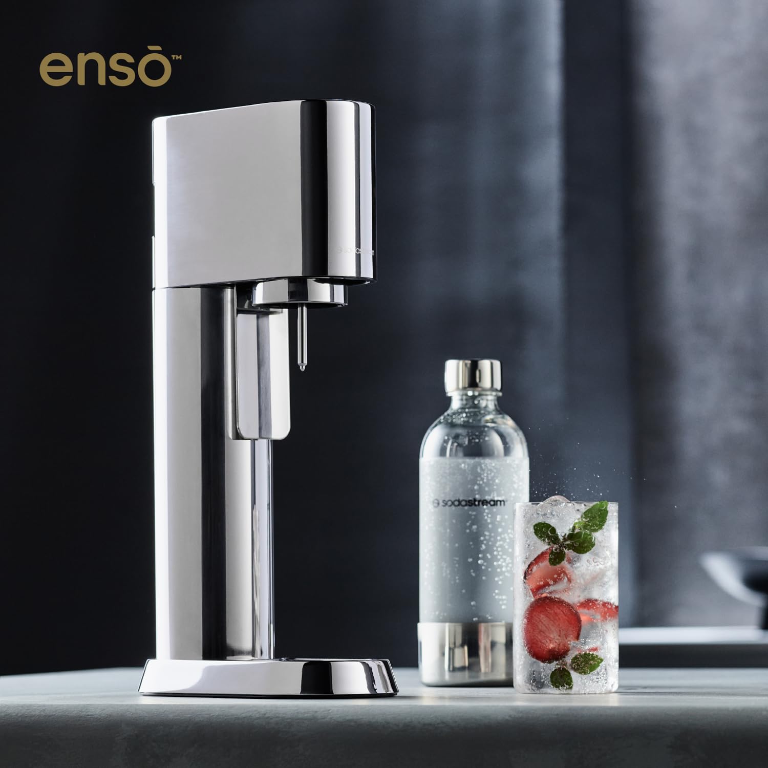 sodastream® enso™ Premium Wassersprudler | Edelstahl-Design von Naoto Fukasawa | inkl. 1 L BPA-freie Flasche | Einfaches CO2-Wechsel-System |Farbe: Silber
