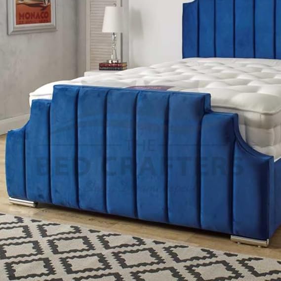 BED CRAFTERS Luxury Double Bed Frame Plush Upholstered with Mattresses Included 48” Headboard Ottoman Gaslift Storage (Mustard (No Mattress), Fabric Swatch)