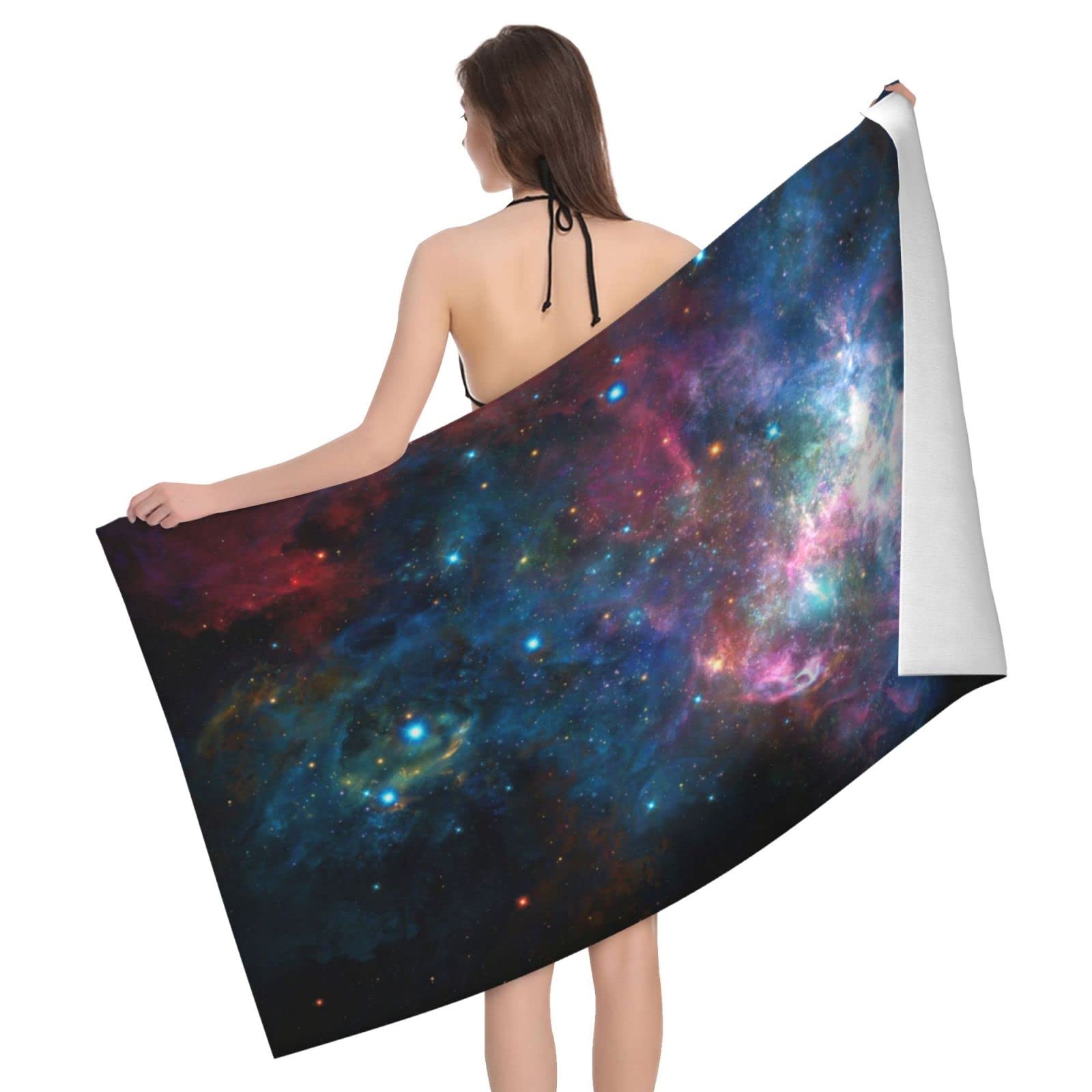 Lawenp Sky Galaxy Beach Towel, Lightweight Sand Free Quick Dry Microfiber Absorbent Bath Towel for Kids, Adults, Swimming, Bath, Yoga, Pool, Travel, Camping 32"X52"