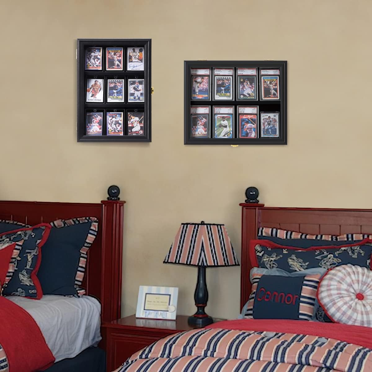 Verani Baseball Sports Card Display Case - 8 Graded Card Frame - Crystal Clear View, UV Protection, Lockable Black Wall Cabinet - Image 6