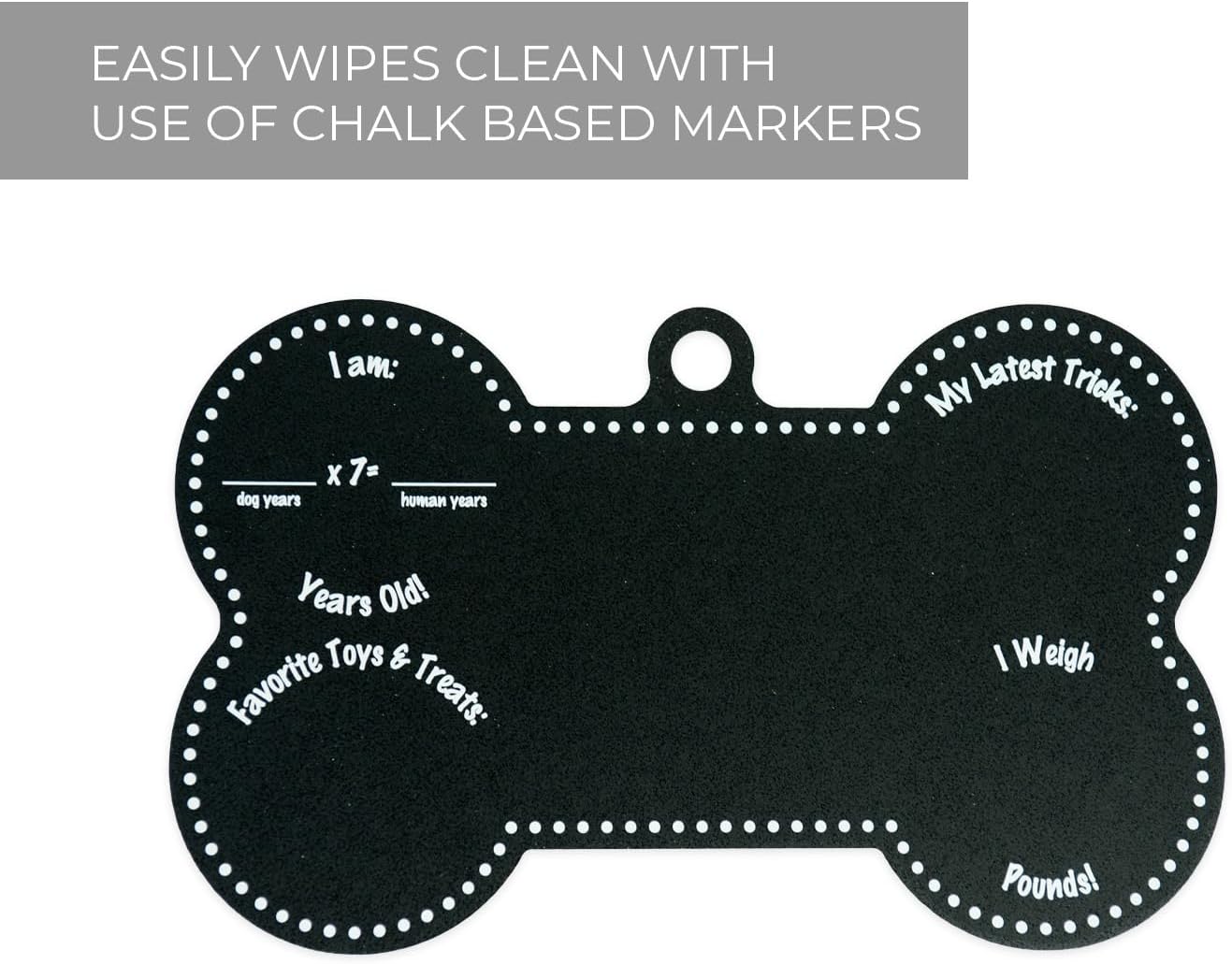 Dog Birthday Bone Shaped Reusable Chalkboard Sign / 7 1/2" x 12" Black and White Blackboard Photo Prop