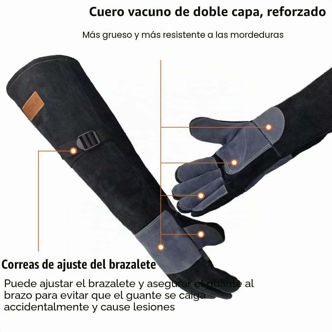 WZQH 60 CM Guantes Manejo Animales Cuero, Se Utiliza Para Atrapar Reptiles, Adiestramiento Perro, Coger Gato, Pájaro, águila, Serpiente,etc. Anti Mordida, Anti - Espinas L