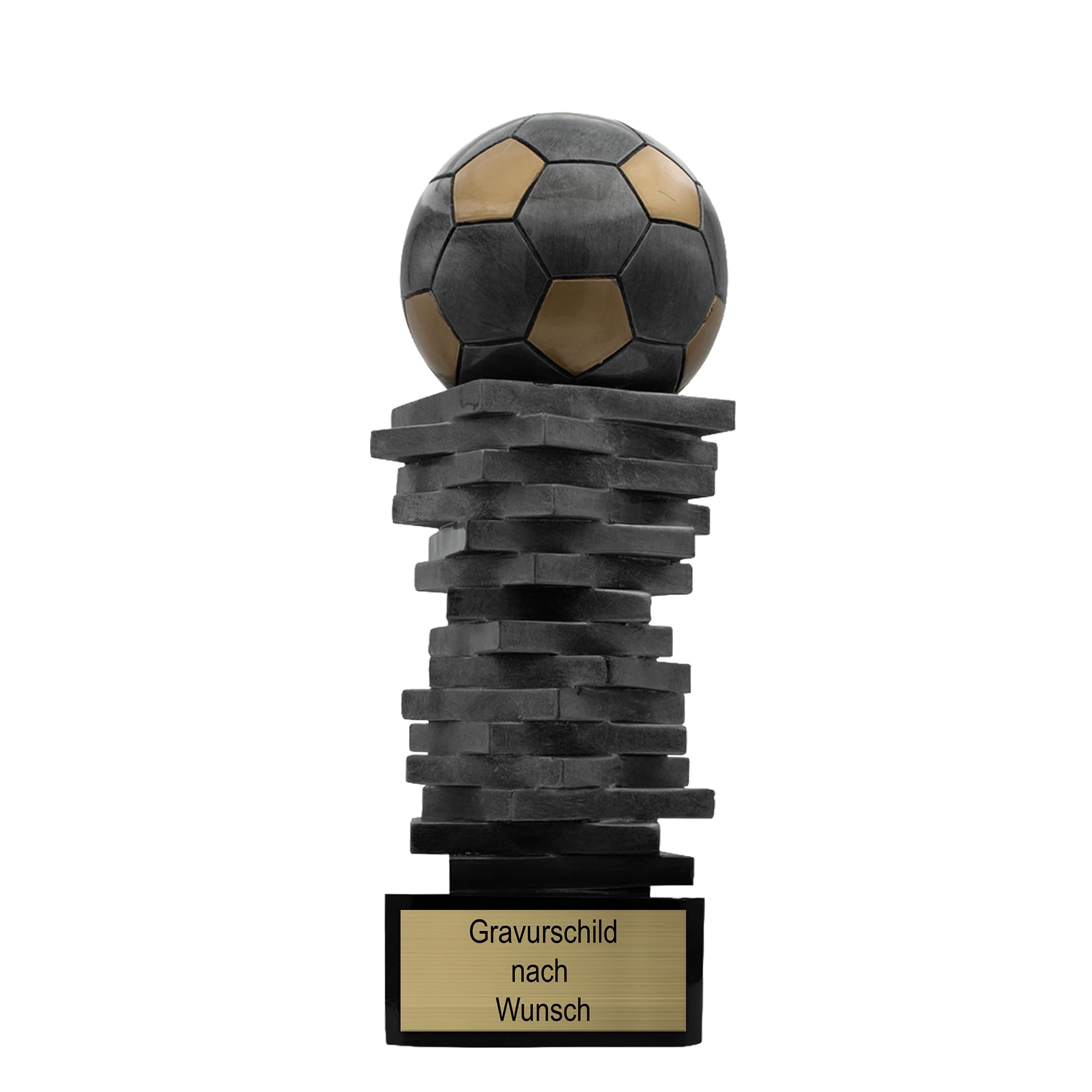 Pokal mit Gravur Wunschtext, Sportfigur, 30 cm | Personalisierte Auszeichnung für Fußball WM & Sport Events, inkl. Marmorsockel, Geschenk-Trophäe für Kinder