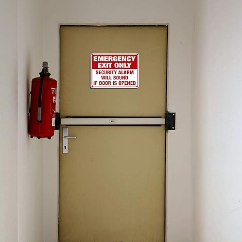 Miniatura 6 de Solo salida de emergencia alarma de seguridad sonará si la puerta está abierta, paquete de 4, 10 x 7 pulgadas, aluminio libre de óxido, protección