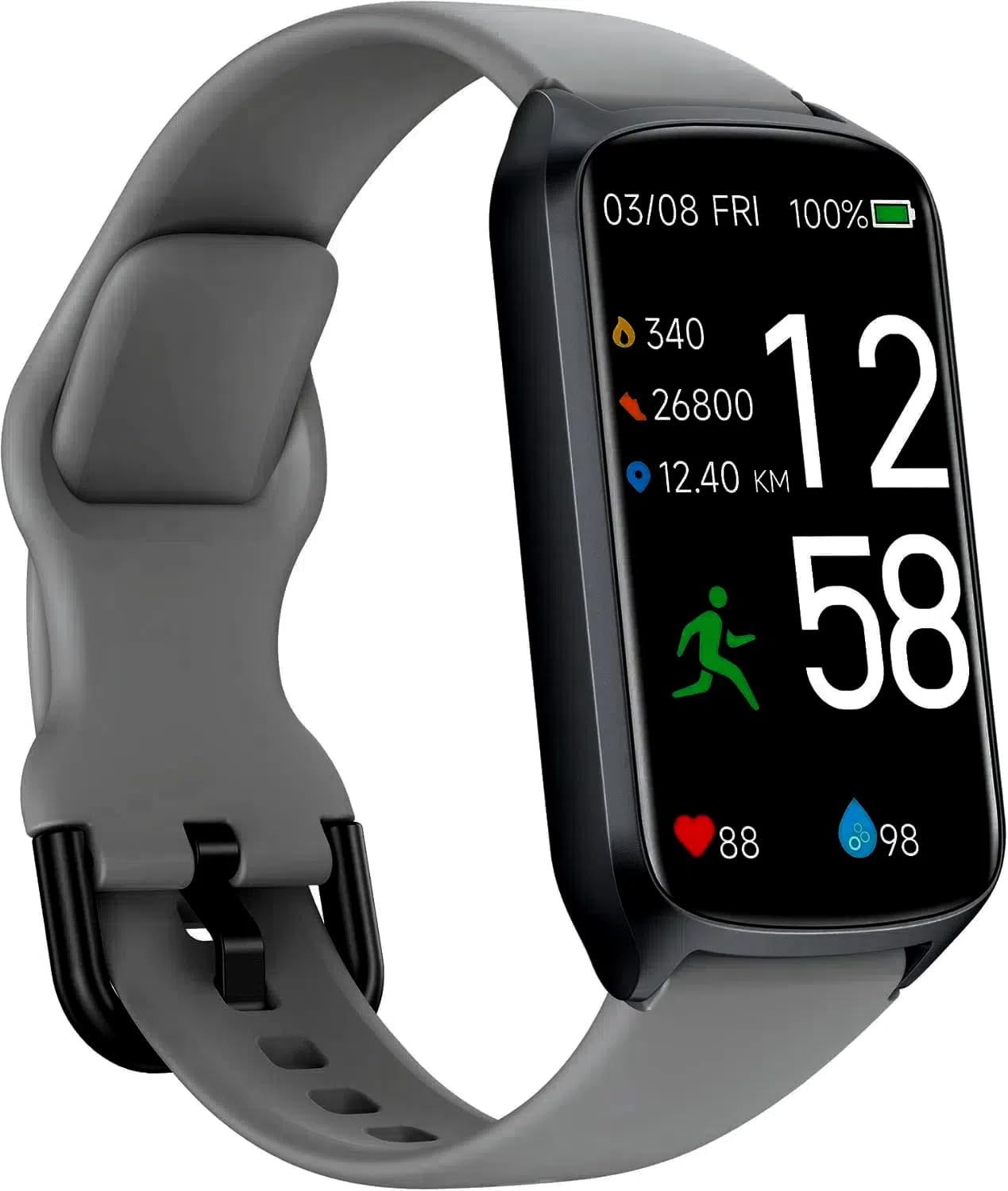 Smart Fitness Watch for Women Men, Fitness Tracker with 24/7 Heart Rate, Blood Oxygen, Blood Pressure, Sleep Tracker, 5ATM Waterproof Activity Trackers with S&L Bands for Android iOS Dark Grey