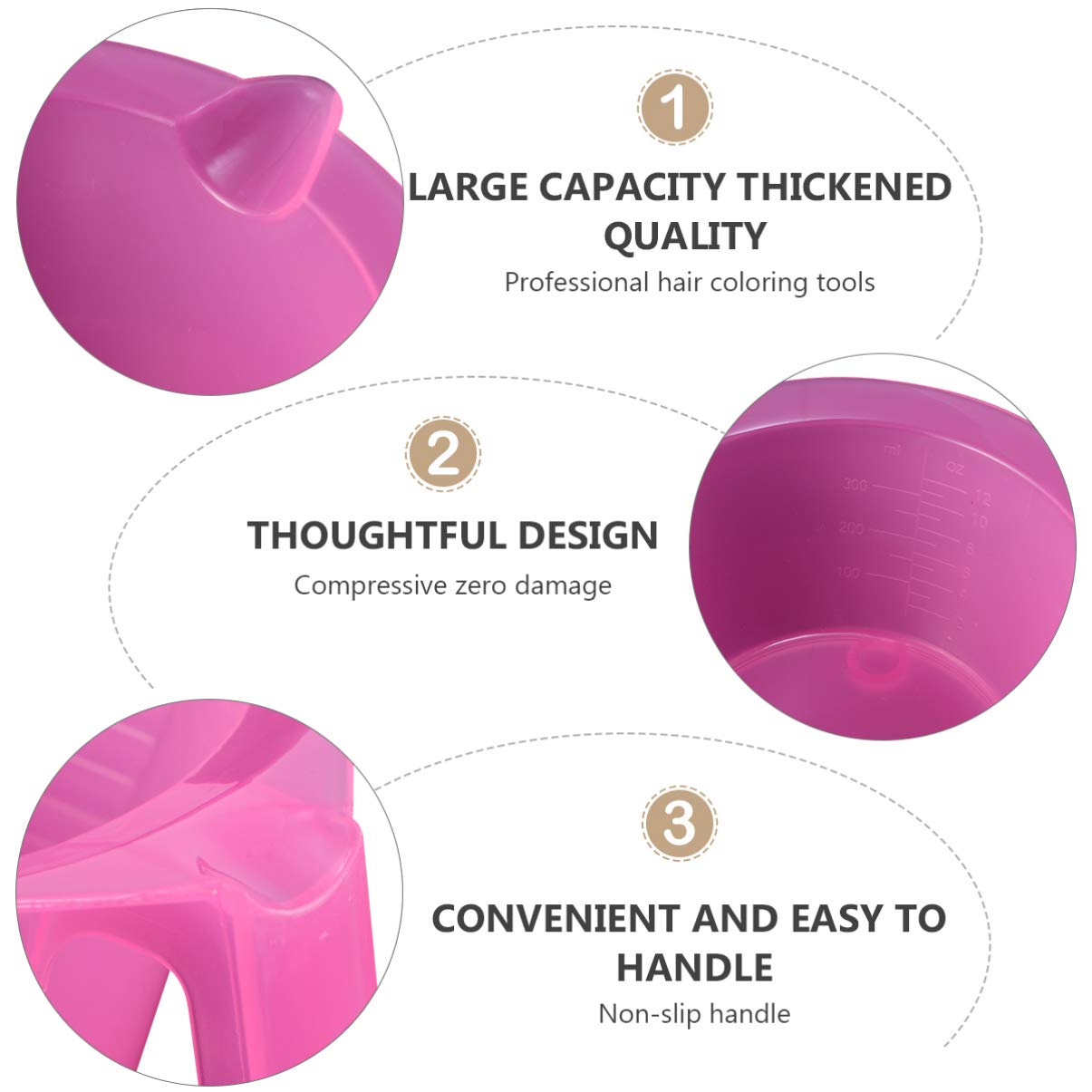 LEORX 3pcs Mixing Bowl Kit DIY Hair Color Pigment Container Professional Hair Dyeing Tinting Tool for Salon Barber Shop Home Pink : Beauty & Personal Care