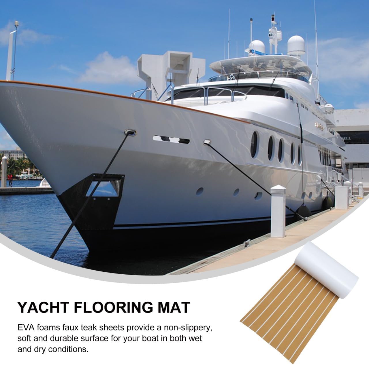 UPKOCH 1Roll Eva Non Slip Boat Flooring Self Adhesive Faux Teak Decking Sheet Heat Salt Water Easy to Cut for Yachts Motorboats and Kayaks