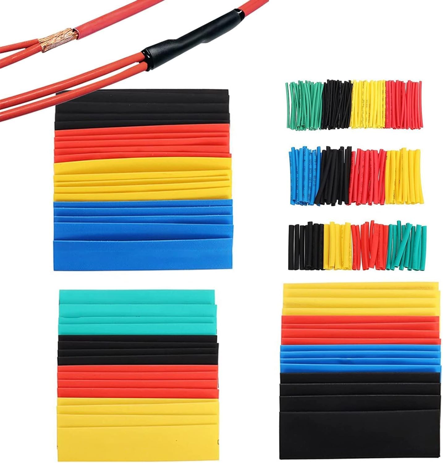 Besomi Electronics, 328-Piece Heat Shrink Tubing Set, Multicolor, Various Sizes, Durable Insulation, Ideal for Electrical Wiring, Cable Repair, and DIY Projects