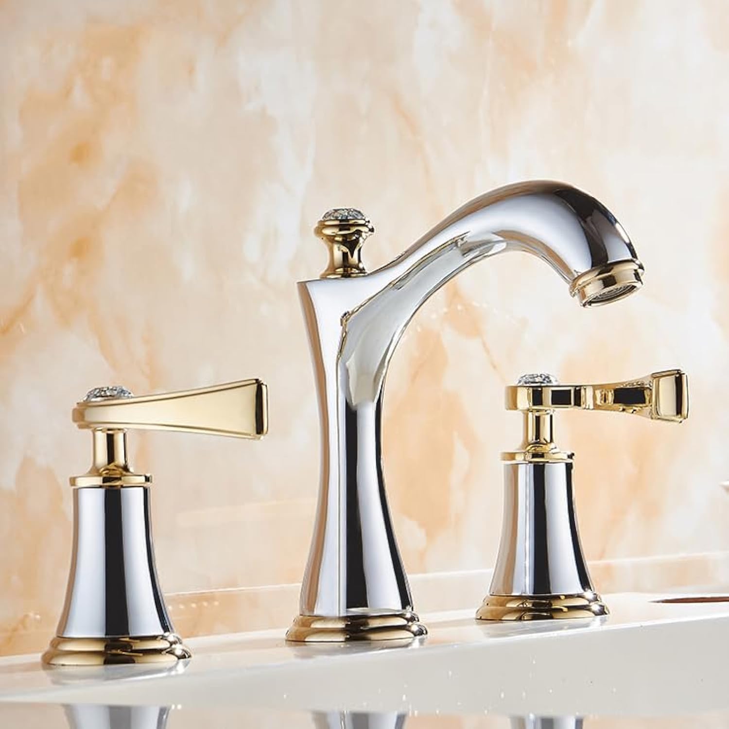 Robinet salle de bain 3 trous à double poignée pour un réglage fluide