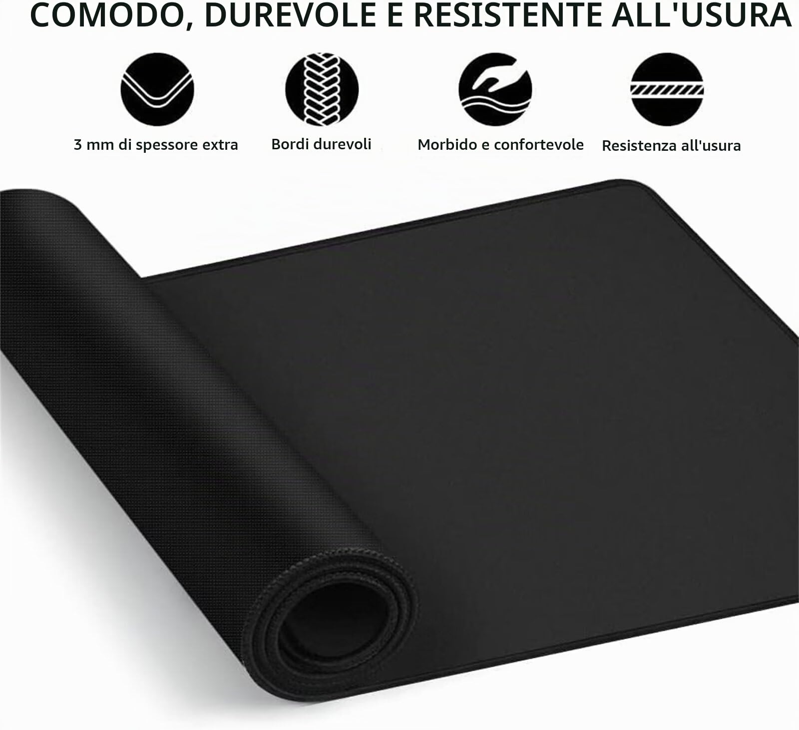 Tappetino per Mouse da Gioco - XXL Gaming Tappetino Extra Grande 1200x600cm Lavabile - Mousepad con Base in Gomma Antiscivolo - Tappetino Scrivania per Tastiera Ufficio Computer PC - Curva Bianca
