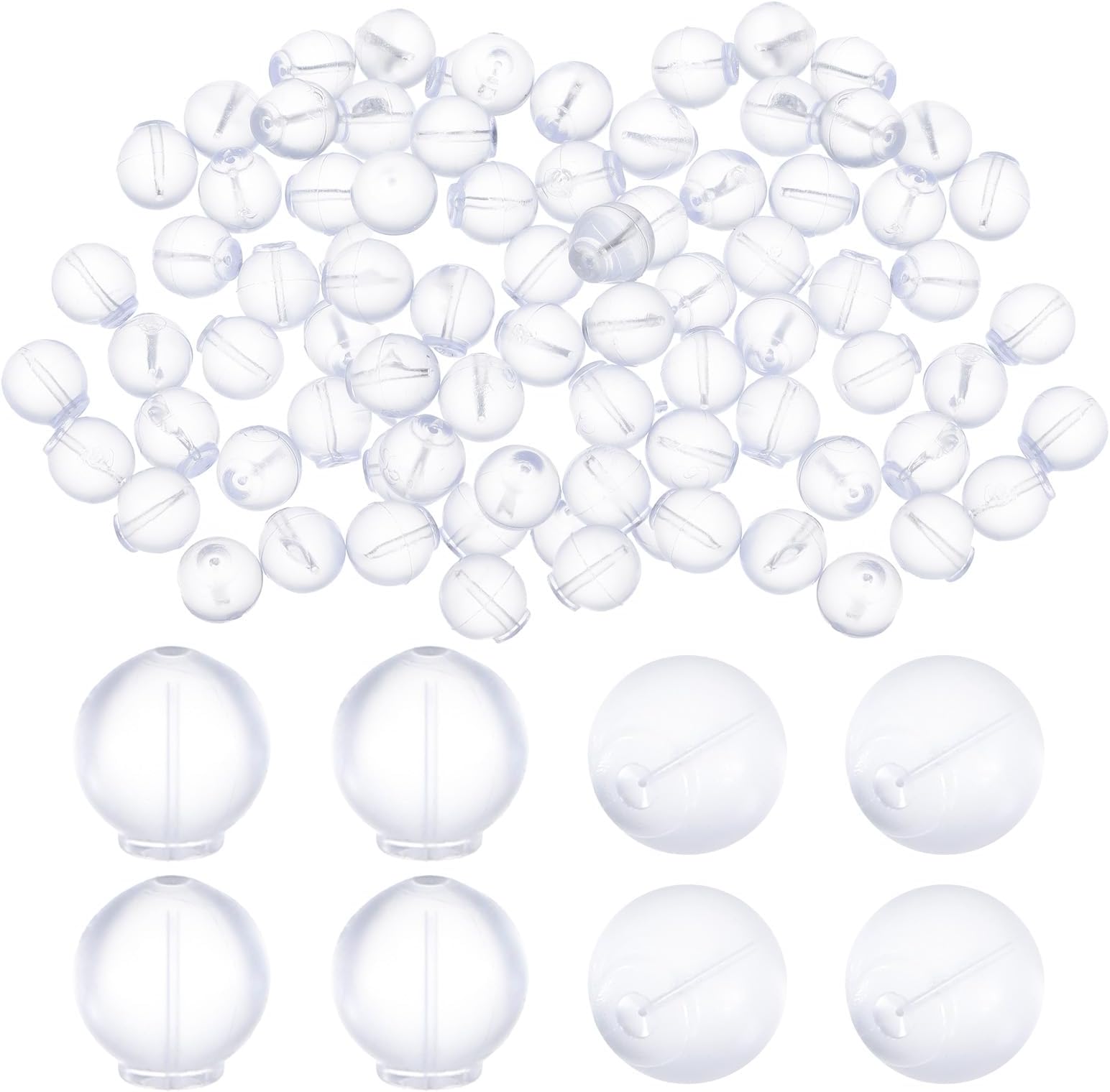 100 PCS Clear Rubber Earring Backs, Comfort Impenetrable Safety Backs TPE Material Flat Back for Earring Posts Soft Earrings Back for Sleeping Fit with All Types of Earrings