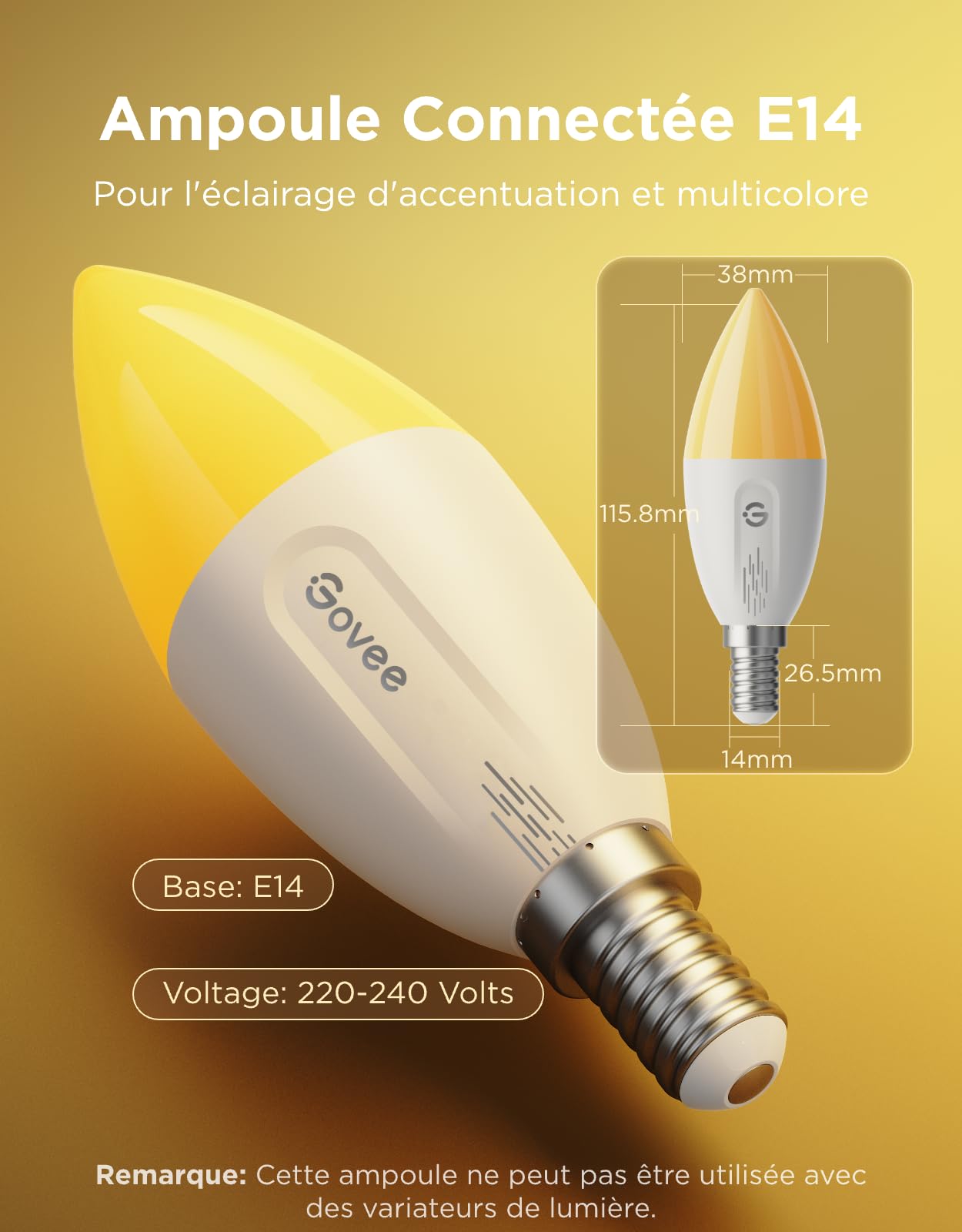 Govee E27,E14 et ST64 Ampoule Connectée RGBWW, Compatible avec Matter, Alexa et Google Assistant