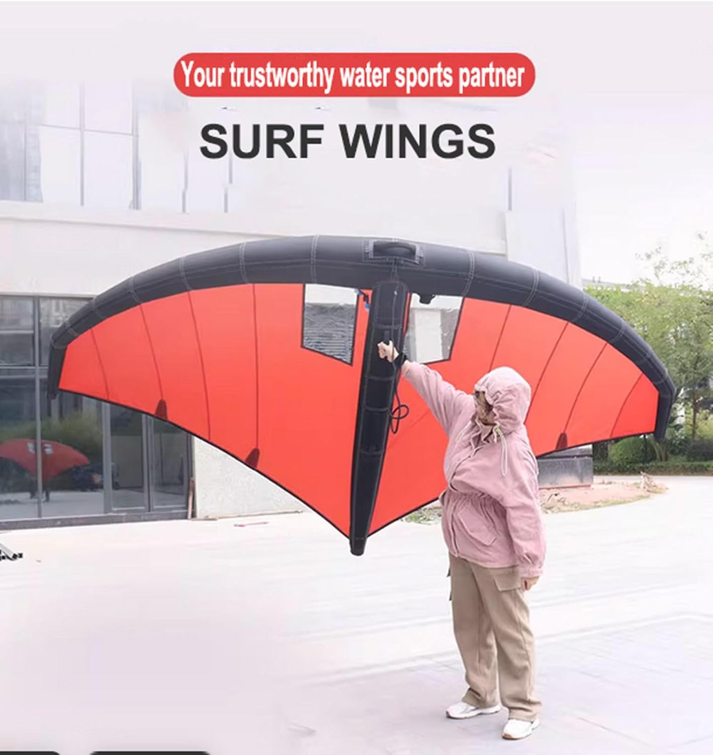 Inflatable Surfboard for Windsurfing and Wing Surfing, Portable Sail for Water and Snow Ski Surfing