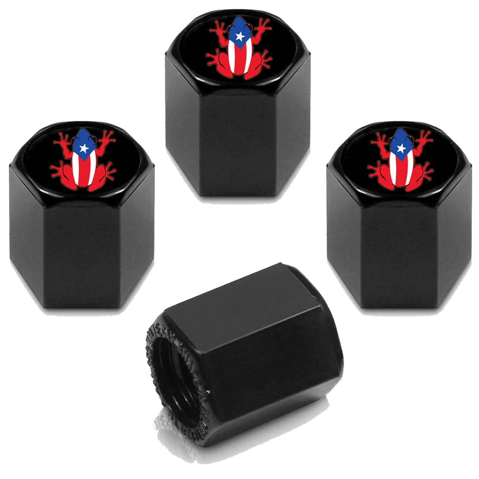 4pcs Tire Valve Stem Caps Compatible with Coqui Frog Boricua Puerto Rico Rican Stem Cap Universal Car Air