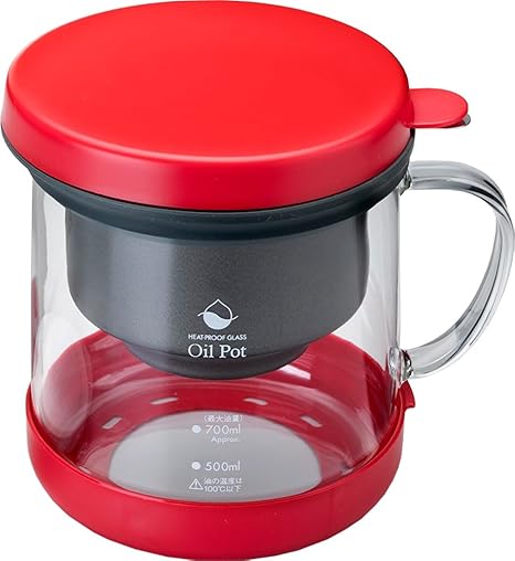 Amazon Co Jp 高木金属 オイルポット 耐熱ガラス 活性炭 日本製 0 7l レッド Kwp Gn R ホーム キッチン