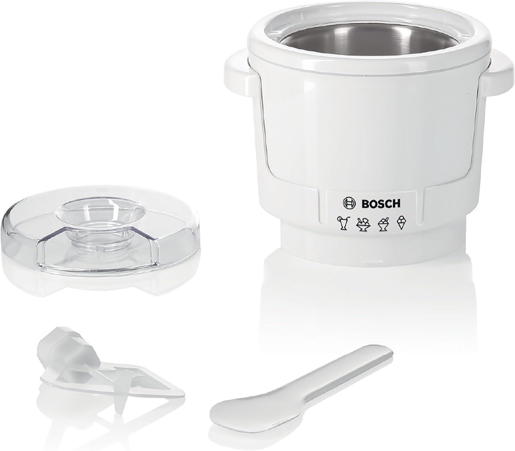 Bosch Accessories MUZ5EB2 - Ice Cream Maker accessory, 550ml, homemade ice cream, sorbet and frozen yoghurt, white, for Bosch MUM5 food Stand Mixers