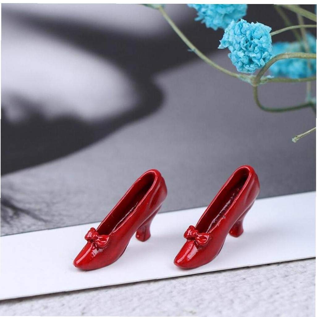 1pair Mini Scarpe col Tacco Alto 1:12 Miniatura Scarpe Rosse con Tacco Dollhouse Gli Accessori della Decorazione