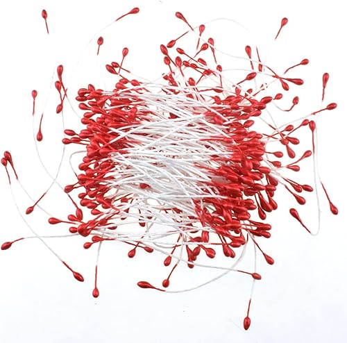 Miniatura 7 de HAHIYO 700 piezas de perlas blancas de 0.118 pulgadas, doble cabeza, estambres de flores, estambres de flores, estambres artificiales, hechos a