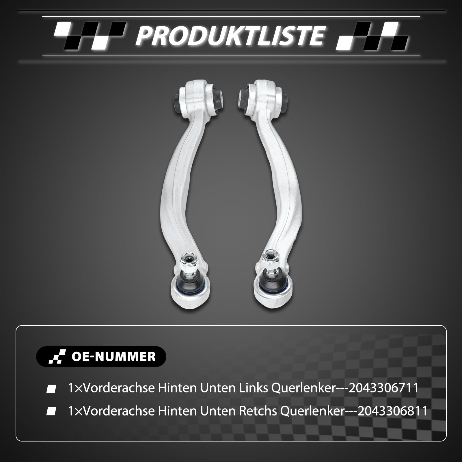 2 × Querlenker Vorne Vorderachse Hinten Unten Kompatibel mit Mercedes-Benz C-Klasse W204 S204 C204 E-Klasse A207 C207 SLK R172