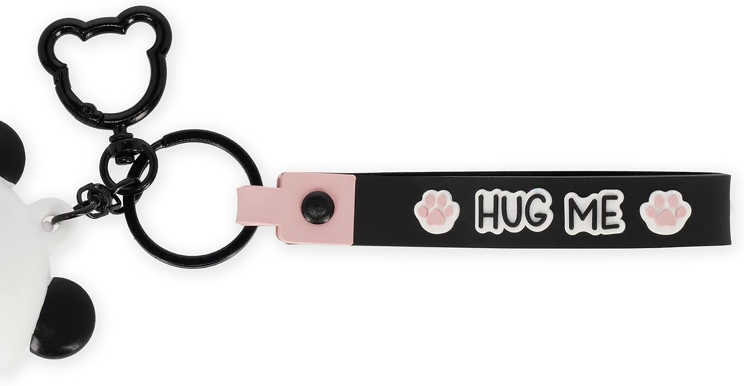 Legami - Mini Kawaii Coin Purse with Spiral Ring, Carabiner and Hand Strap, Silicone, 2 x 12 x 2 cm, Panda, PANDA image 5
