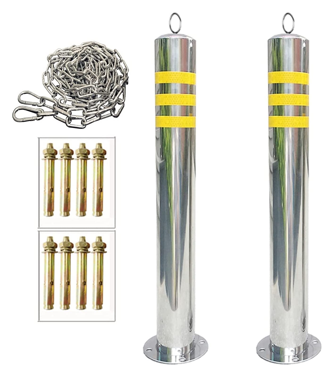 GTHTUHFD Parking Guardrails Parking Ber Parking Bollard, Warning Column Road Post With Hanging Rings Car Ber Chain,76X650Mm,Color-76x800mm