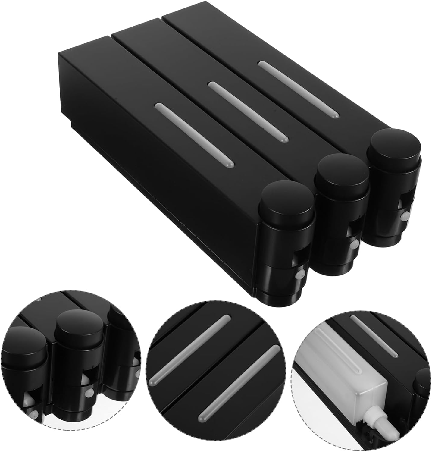 Chamber Wall-Mounted Soap Dispenser Manual Shower Shampoo Organizer for Body Wash and Conditioner Leak Space-Saving Bathroom Supply Black