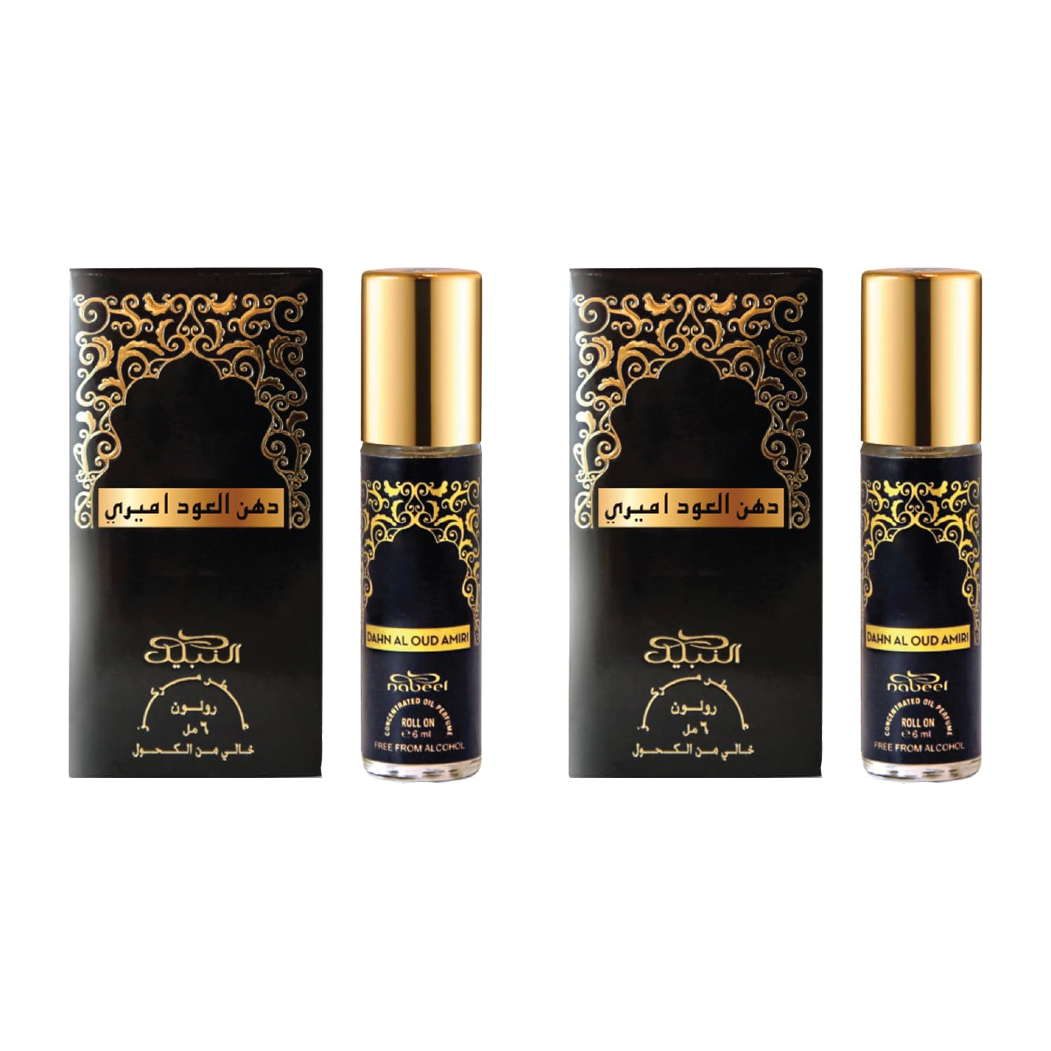 Nabeel - Dahn Al Oud Amiri Premium Attar Roll-on Perfume Oil | 100% Non Alcoholic | Crown jewel among Woody Oud Perfumes | 6ml (Set of 2) | Made in U.A.E