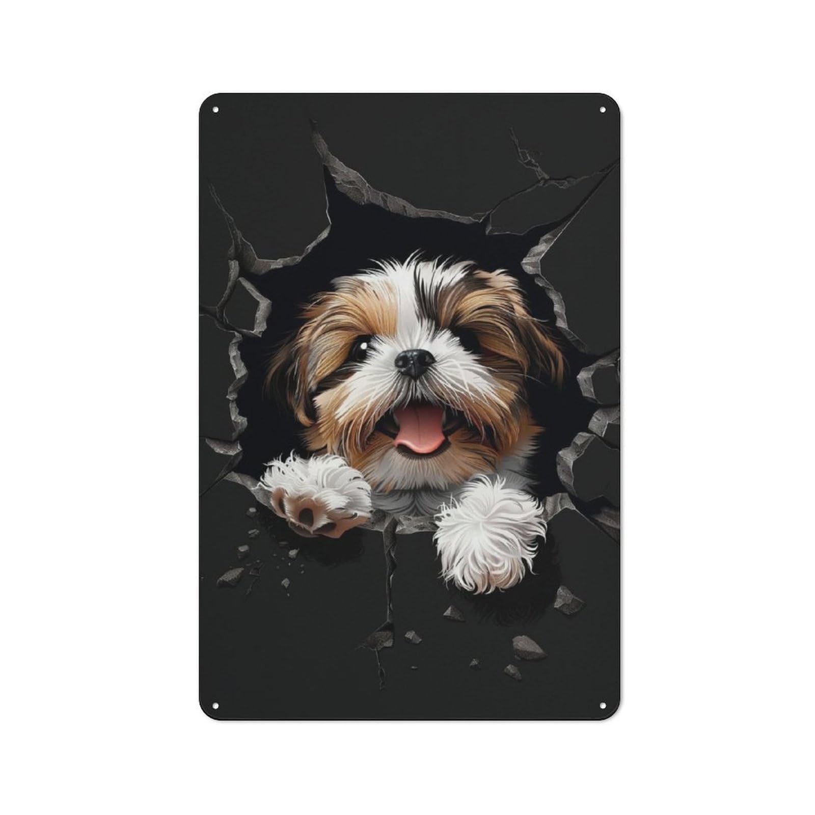 Junmoney Shih Tzu Metal Sign 30X20cm With For Home Bar Wall, Rustic Decor, For Vintage Wall Decor Fans, For Themed Room Decoration
