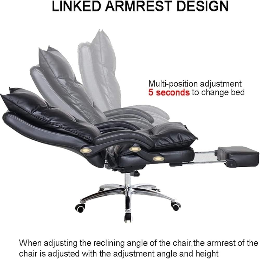 Ergonomic Executive Office Chair High Back Leather Desk Chair with Free Lift 360° Rotation Comfortable Swivel Computer Chair for Workspac Home Reception Study(Dark Brown)