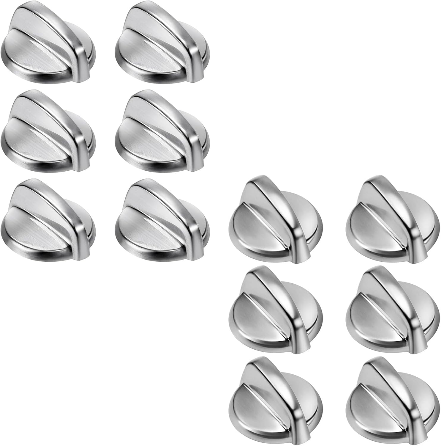 Upgraded WB03T10325 Heavy Metal Knobs 6 Pack Replaces AP5690210 PS3510510 2691864-WB03T10284 PS2321076 Burner Control Knobs 6 Pack Stainless Steel Finish-Replaces 1373043 AP4346312 AH2321076-Fit for G