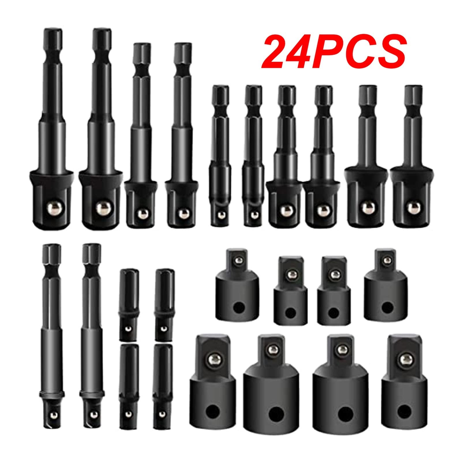 adattatore a presa esaustica, Kit set punte da trapano con adattatore for bussola di prolunga a impatto 7/8/16/24 pezzi(24pcs)