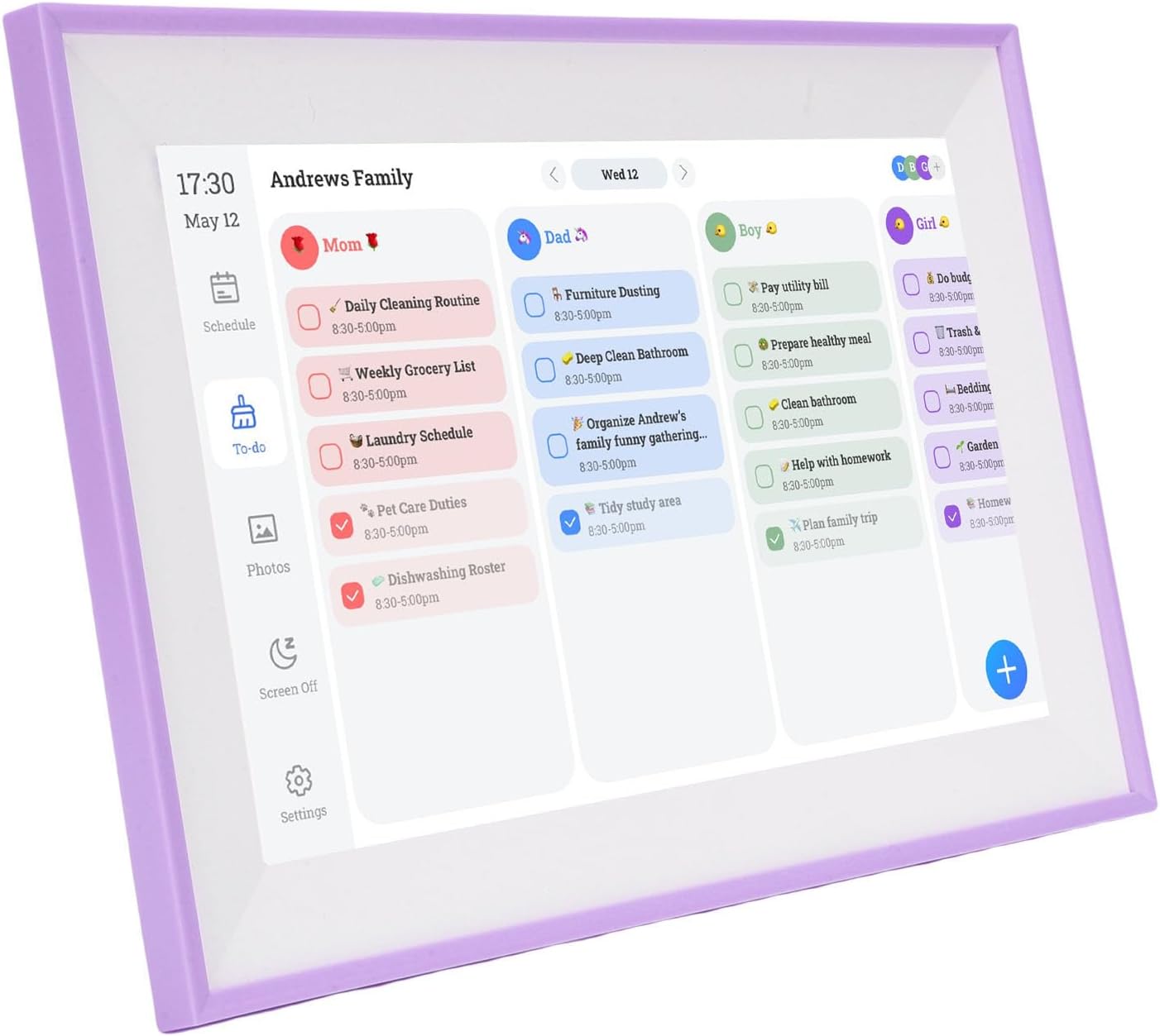 10.1 Inch High Definition Touch Screen Smart Digital Calendar for Home and Office with Chore Chart, WiFi Connectivity for Busy Individuals and Families