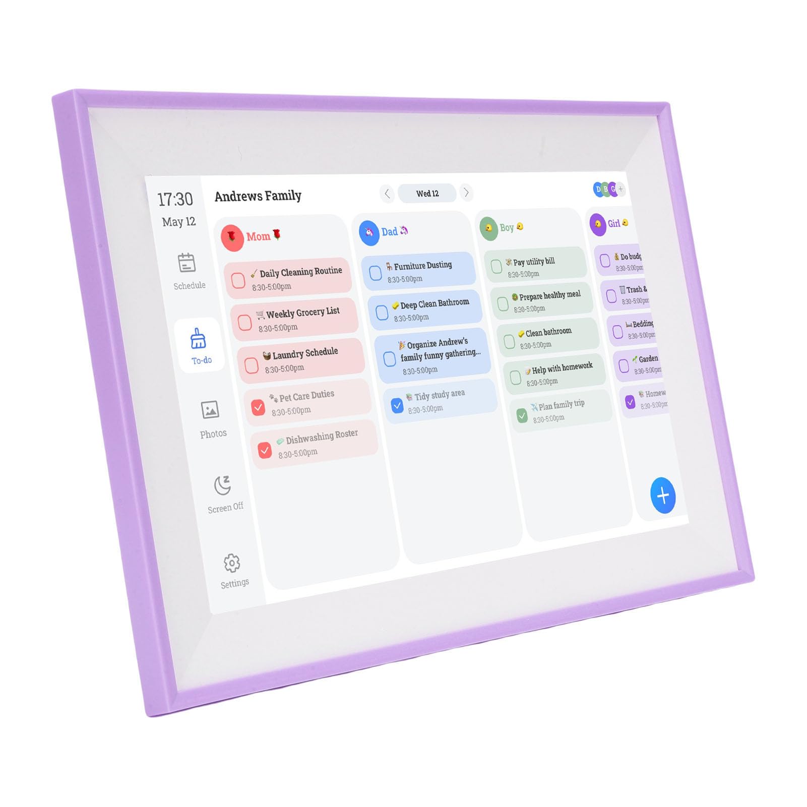 Ausla Calendario Digitale Intelligente da 10,1 Pollici, Calendario Elettronico Touch Screen con Pianificatore Familiare, Ideale per Casa e Ufficio