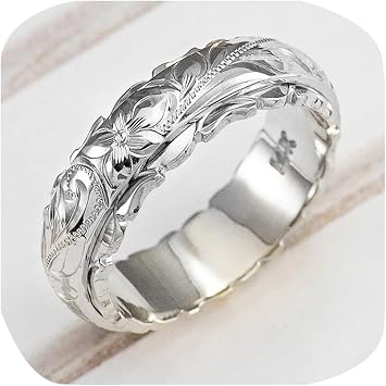 ZDIFDIC Rose Gold Plated 925 Sterling Silver Hawaiian Princess Plumeria Flower Scroll Promise Ring Stackable Wedding Engagement Band Engraved Rose Flower Ring for WomenSilver 8#, KE-RS22-7MG8